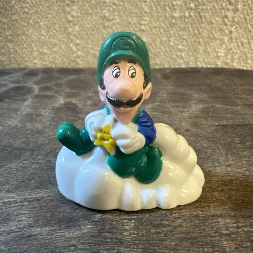 Vintage 1989 Nintendo Luigi On A Cloud Toy Pull back action